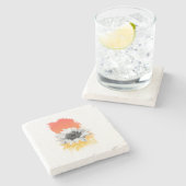 Aquarellblume Steinuntersetzer (Seitenansicht)