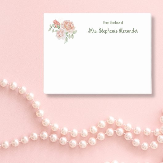 Aquarellblume, stilvoll vom Schreibtisch aus klebr Post-it Klebezettel