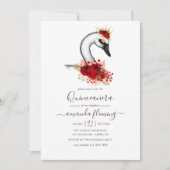 Aquarellblume Swan Quinceñera Einladung (Vorderseite)