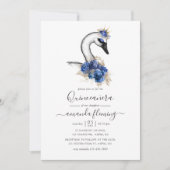 Aquarellblume Swan Quinceñera Einladung (Vorderseite)