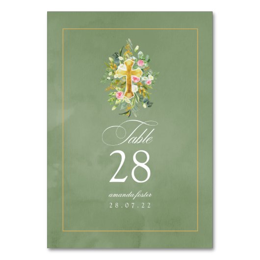 Aquarellblume Taufe/Christening/Dedication Tischnummer (Rückseite)