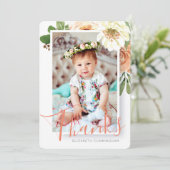 Aquarellblume Taufe Danke Karte (Stehend Vorderseite)