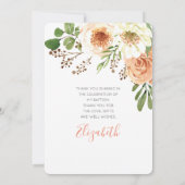 Aquarellblume Taufe Danke Karte (Rückseite)