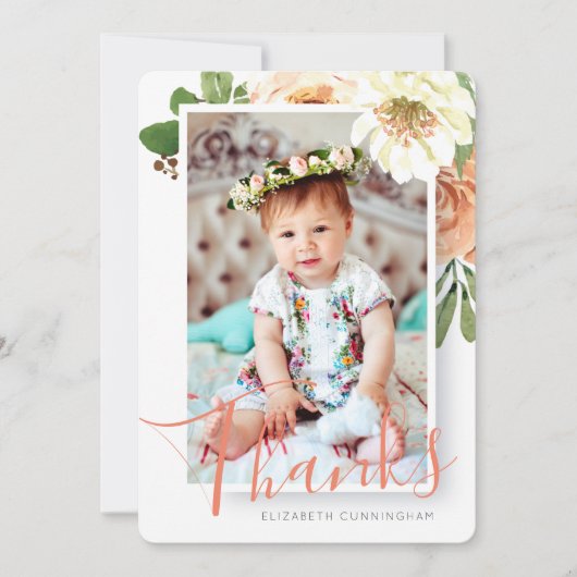 Aquarellblume Taufe Danke Karte (Vorderseite)