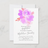 Aquarellblume Taufe Lila Kinderkrankheit Einladung (Vorderseite)