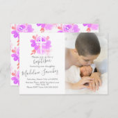 Aquarellblume Taufe Pink Baby Dedication Einladung (Vorne/Hinten)