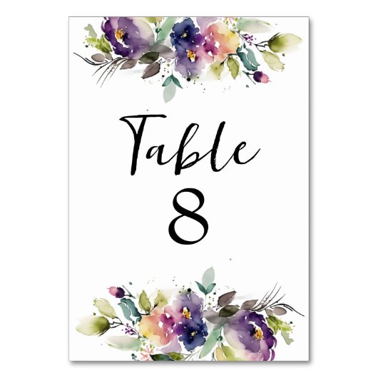 Aquarellblume Tischnummer (Vorderseite)