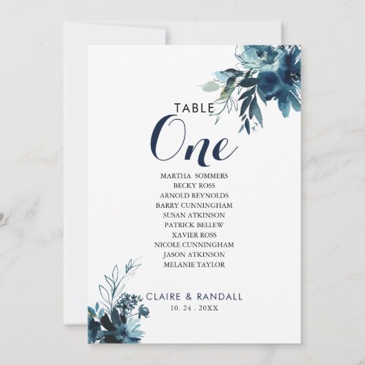 Aquarellblume Tischnummer 1 Sitzplan (Rückseite)