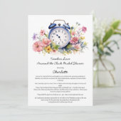 Aquarellblume um das Brautparty der Uhr Einladung (Stehend Vorderseite)