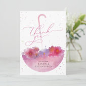 Aquarellblume Umbrella Brautparty laden Dankeskarte (Stehend Vorderseite)