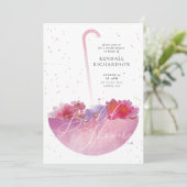 Aquarellblume Umbrella Brautparty laden Einladung (Stehend Vorderseite)