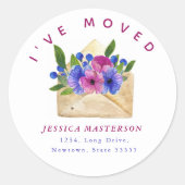 Aquarellblume Umschlag ich habe neue Zuhause versc Runder Aufkleber (Vorderseite)