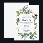 Aquarellblume und Foliage Bat Mitzvah Einladung<br><div class="desc">Besteht aus spielerischer Schrift- und Serifentypografie; Alle vor einem Hintergrund von weißem Hintergrund und Aquarellrahmen. Dieses wurde von Select Party Supplies entworfen,  exklusiv für Zazzle. Abrufbar unter: http://www.zazzle.com/selectpartysupplies</div>