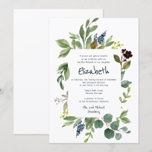Aquarellblume und Foliage Bat Mitzvah Einladung