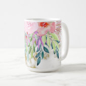 Aquarellblume und goldener Marmor Kaffeetasse (VorderseiteRechts)