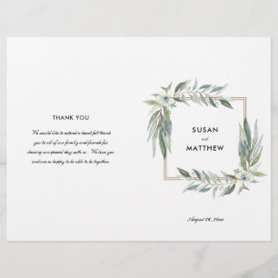 Aquarellblume und Grüntöne, geflochtenes Programm Flyer