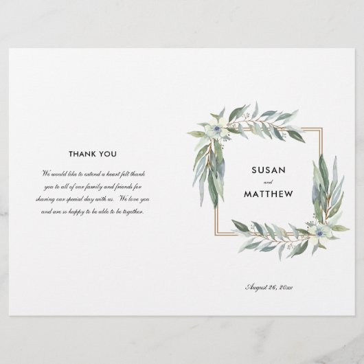 Aquarellblume und Grüntöne, geflochtenes Programm Flyer (Vorne)