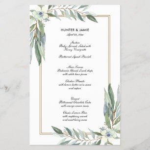 Aquarellblume und Grüntöne, Paper Menu Flyer
