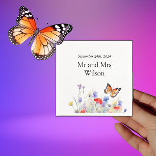 Aquarellblume und Wildblumen Abendessen Serviette