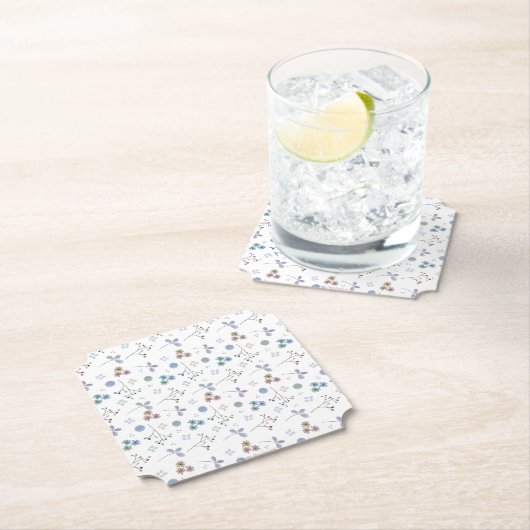 Aquarellblume Untersetzer | Blau | 4x4 (Vor Ort)