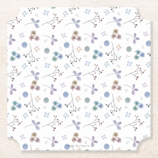 Aquarellblume Untersetzer | Blau | 4x4 (Vorderseite)