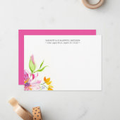 Aquarellblume Vielen Dank, dass Sie Karten bemerke (Vorderseite/Rückseite Beispiel)