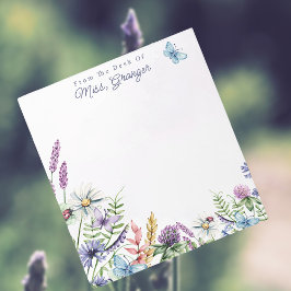 Aquarellblume vom Schreibtisch des Lehrers Notizblock