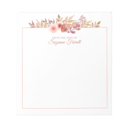 Aquarellblume vom Schreibtisch des Skriptptes Peac Notizblock (Vorderseite)