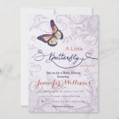 Aquarellblume Whimsical Butterfly Baby Dusche Einladung (Vorderseite)