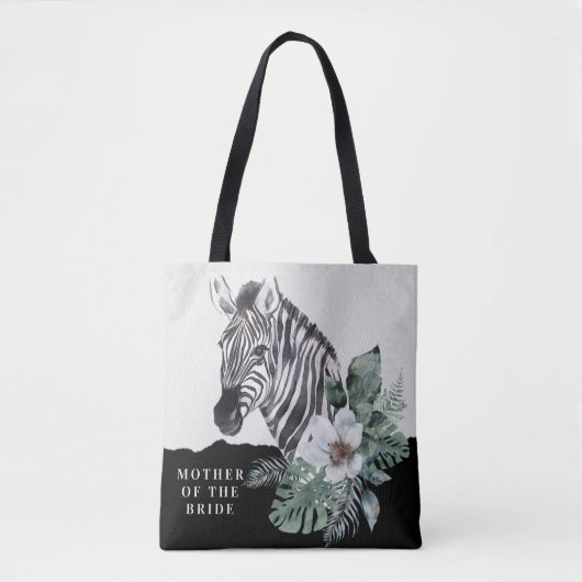 Aquarellblume Wild Zebra Mutter der Braut Tasche (Vorderseite)