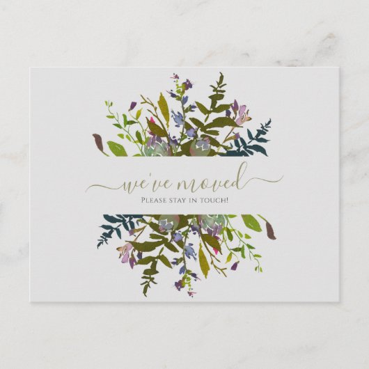 Aquarellblume Wir haben neue Zuhause-Skripte versc Postkarte (Vorderseite)