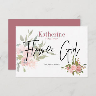 Aquarellblume wird mein Blumenmädchen sein Einladung