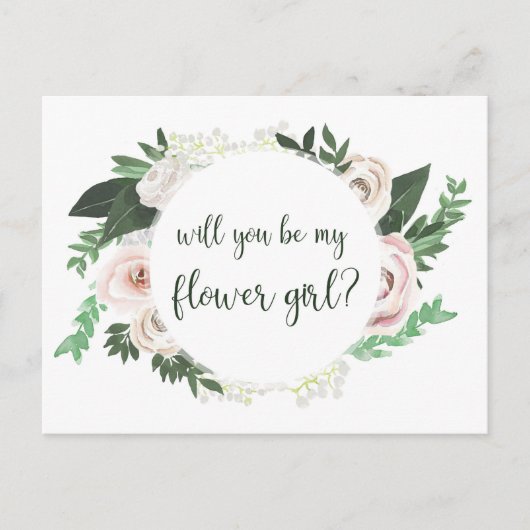 Aquarellblume wird meine BlumenGirl-Karte sein Einladungspostkarte (Vorderseite)