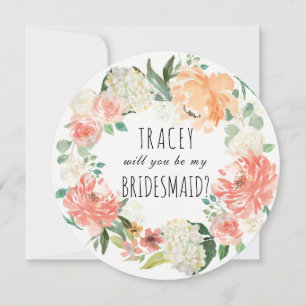 Aquarellblume wird meine Brautjungfrau sein Einladung