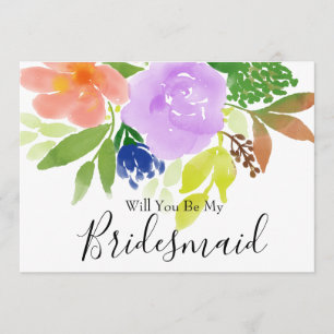 Aquarellblume wird meine Bridesmädchen sein Einladung