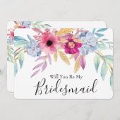 Aquarellblume wird meine Bridesmädchen sein Einladung (Vorne/Hinten)