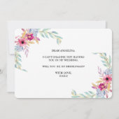 Aquarellblume wird meine Bridesmädchen sein Einladung (Rückseite)