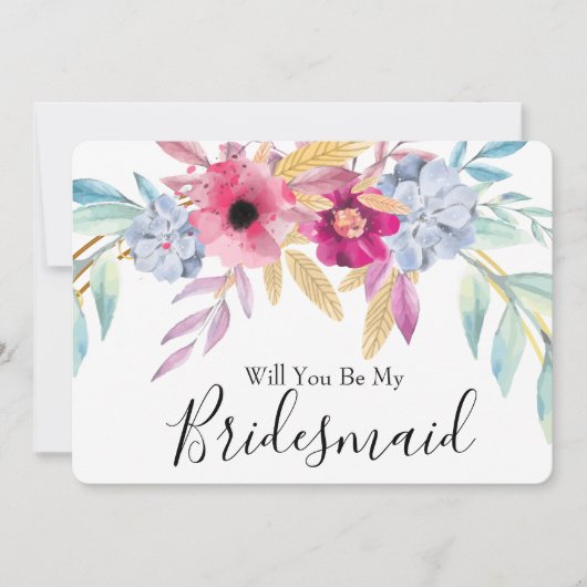 Aquarellblume wird meine Bridesmädchen sein Einladung (Vorderseite)