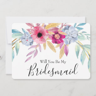 Aquarellblume wird meine Bridesmädchen sein Einladung