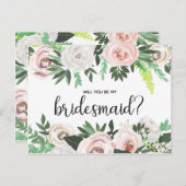 Aquarellblume wird meine Bridesmaid-Karte sein Einladungspostkarte (Vorne/Hinten)