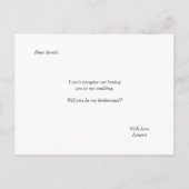 Aquarellblume wird meine Bridesmaid-Karte sein Einladungspostkarte (Rückseite)