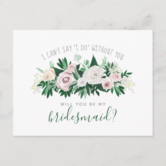 Aquarellblume wird meine Bridesmaid-Karte sein Einladungspostkarte (Vorderseite)