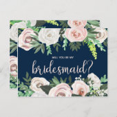 Aquarellblume wird meine Bridesmaid-Karte sein Einladungspostkarte (Vorne/Hinten)