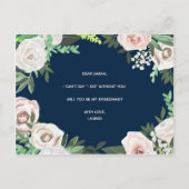 Aquarellblume wird meine Bridesmaid-Karte sein Einladungspostkarte (Rückseite)