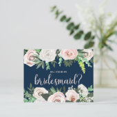 Aquarellblume wird meine Bridesmaid-Karte sein Einladungspostkarte (Stehend Vorderseite)
