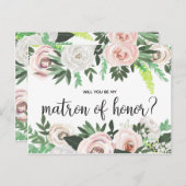 Aquarellblume wird meine Matron-Ehrenkarte sein Einladungspostkarte (Vorne/Hinten)