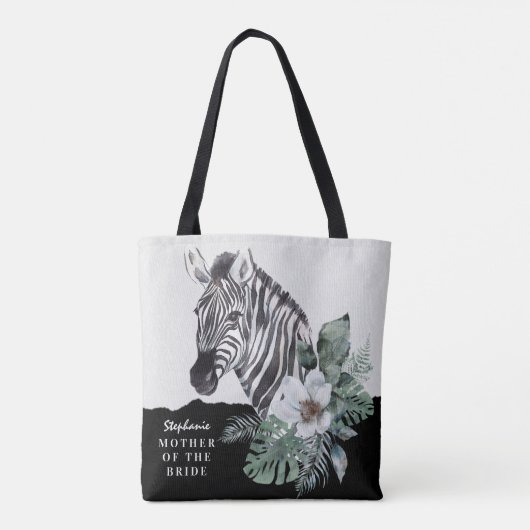 Aquarellblume Zebra Mutter des Bridenamens T Tasche (Rückseite)