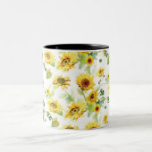 Aquarellblume Zweifarbige Tasse (Mittel)