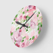 Aquarellblumen 2 runde wanduhr (Winkel)