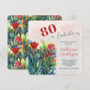 Aquarellblumen – 80 & Fantastischer Geburtstag Einladung